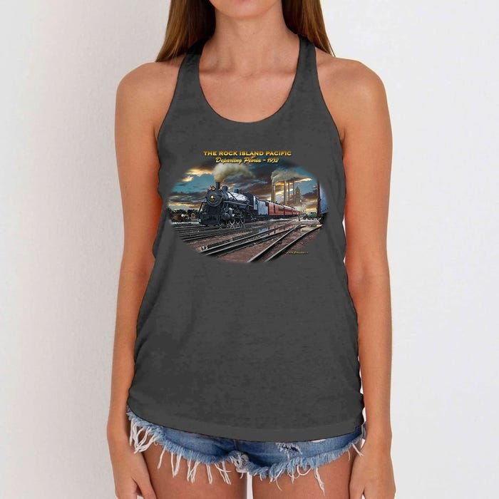 Larry Grossman Rock Island Pacific Train Women's Knotted Racerback Tank