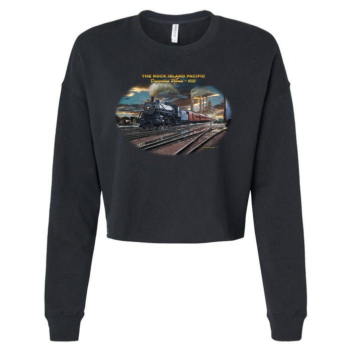 Larry Grossman Rock Island Pacific Train Cropped Pullover Crew