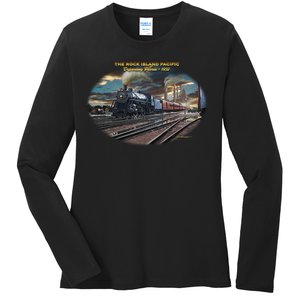 Larry Grossman Rock Island Pacific Train Ladies Long Sleeve Shirt