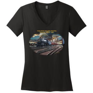 Larry Grossman Rock Island Pacific Train Women's V-Neck T-Shirt