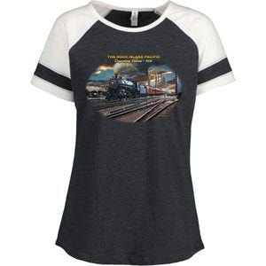 Larry Grossman Rock Island Pacific Train Enza Ladies Jersey Colorblock Tee