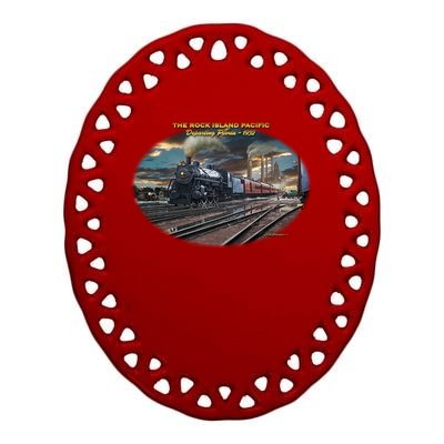 Larry Grossman Rock Island Pacific Train Ceramic Oval Ornament