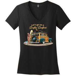 Larry Grossman Surfin' Surfari Women's V-Neck T-Shirt