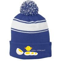 Larry The Egg Stripe Pom Pom Beanie