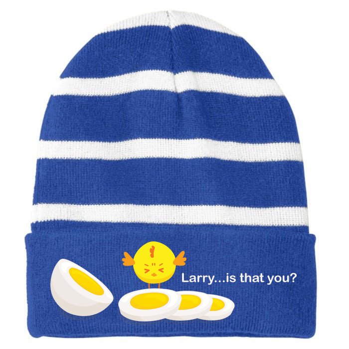 Larry The Egg Striped Beanie with Solid Band