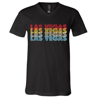 Las Vegas Classic Retro Logo V-Neck T-Shirt