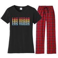 Las Vegas Classic Retro Logo Women's Flannel Pajama Set