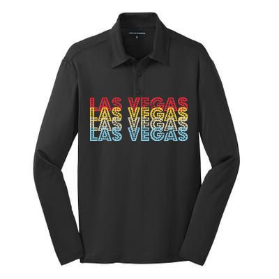 Las Vegas Classic Retro Logo Silk Touch Performance Long Sleeve Polo