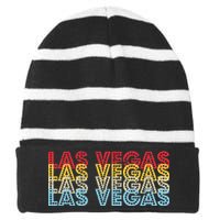 Las Vegas Classic Retro Logo Striped Beanie with Solid Band