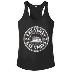 Las Vegas Distressed Circle Ladies PosiCharge Competitor Racerback Tank