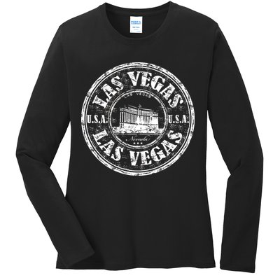 Las Vegas Distressed Circle Ladies Long Sleeve Shirt
