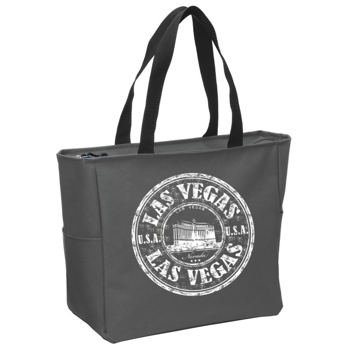 Las Vegas Distressed Circle Zip Tote Bag