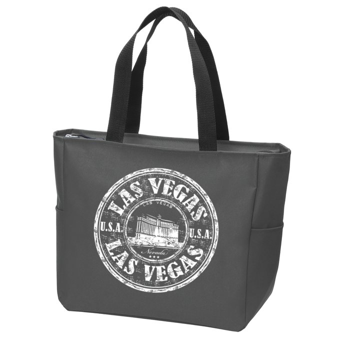 Las Vegas Distressed Circle Zip Tote Bag