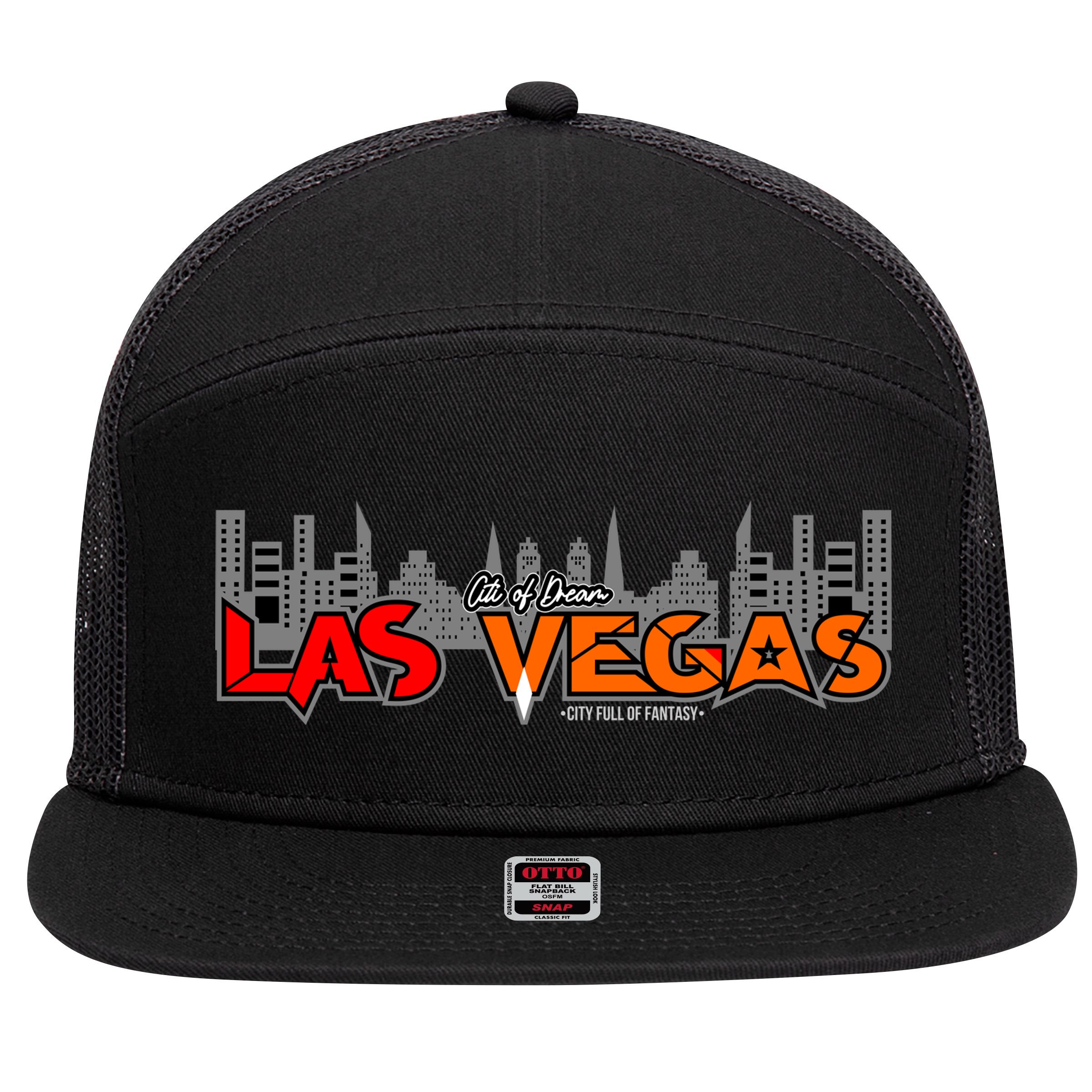Las Vegas Graffiti Skyline 7 Panel Mesh Trucker Snapback Hat
