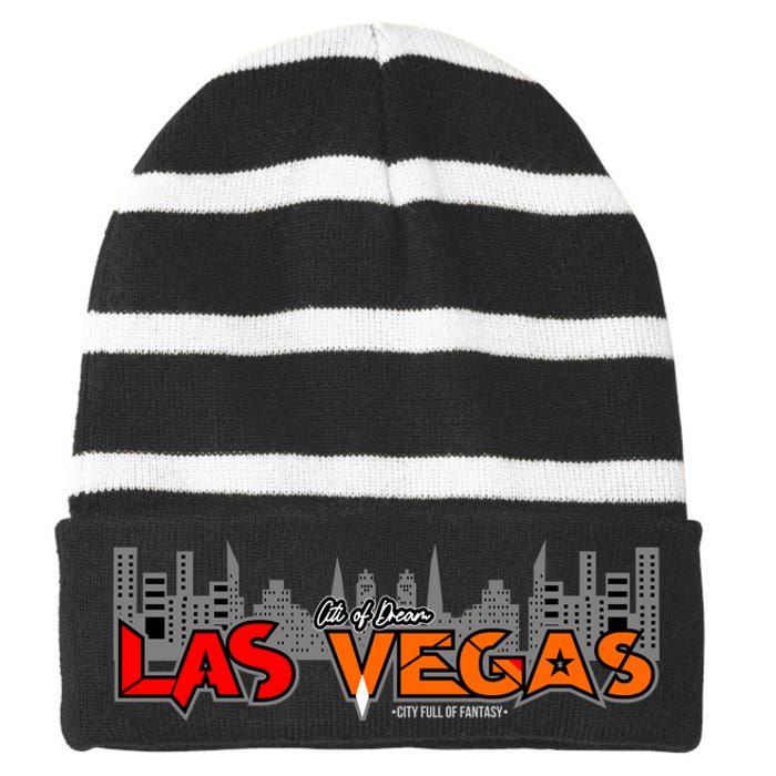 Las Vegas Graffiti Skyline Striped Beanie with Solid Band