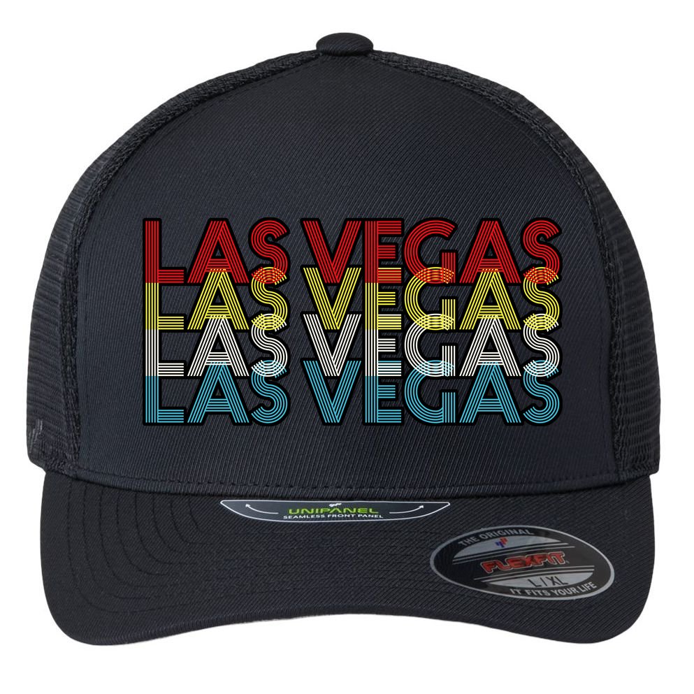 Las Vegas Retro Logo Flexfit Unipanel Trucker Cap