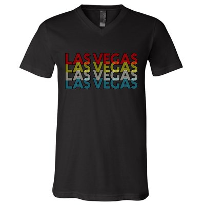 Las Vegas Retro Logo V-Neck T-Shirt