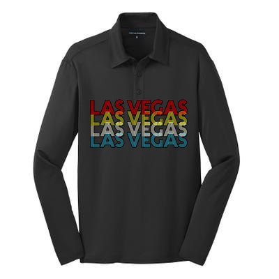 Las Vegas Retro Logo Silk Touch Performance Long Sleeve Polo