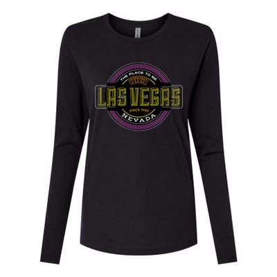 Las Vegas Retro Neon Logo Womens Cotton Relaxed Long Sleeve T-Shirt