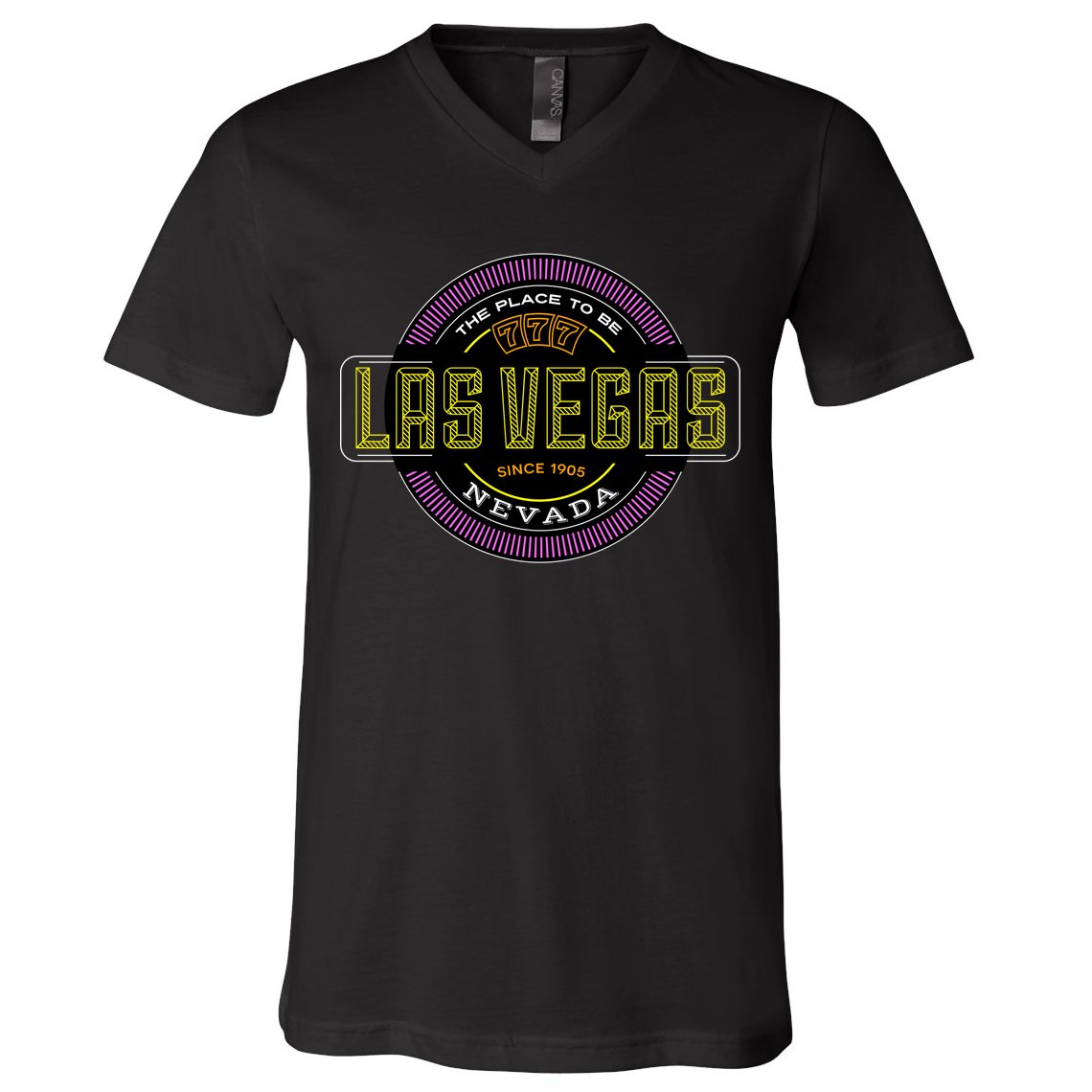 Las Vegas Retro Neon Logo V-Neck T-Shirt