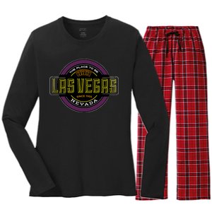 Las Vegas Retro Neon Logo Women's Long Sleeve Flannel Pajama Set 