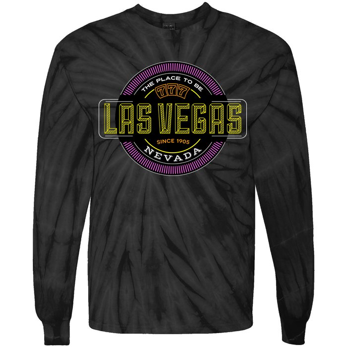 Las Vegas Retro Neon Logo Tie-Dye Long Sleeve Shirt