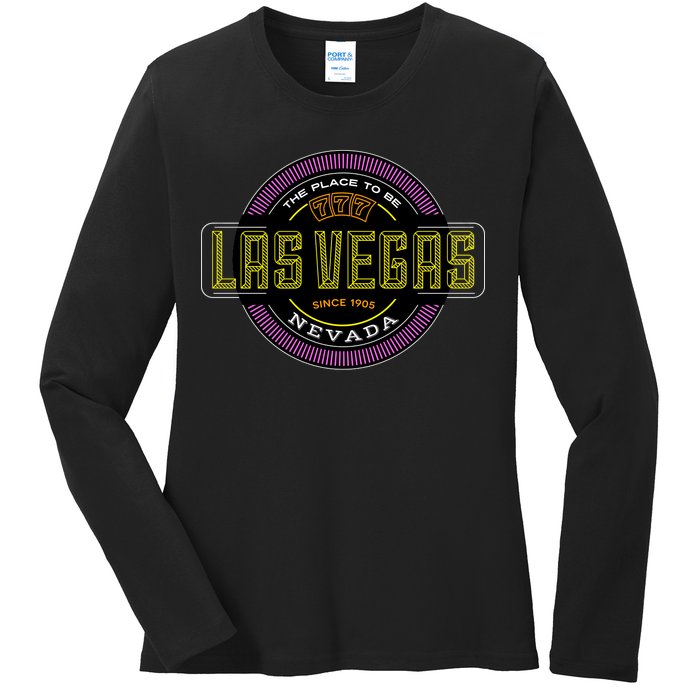 Las Vegas Retro Neon Logo Ladies Long Sleeve Shirt