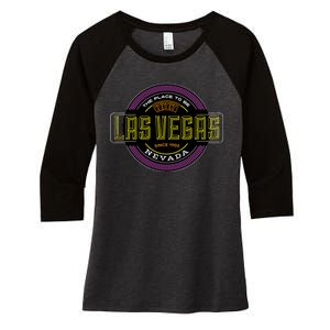 Las Vegas Retro Neon Logo Women's Tri-Blend 3/4-Sleeve Raglan Shirt