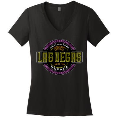 Las Vegas Retro Neon Logo Women's V-Neck T-Shirt