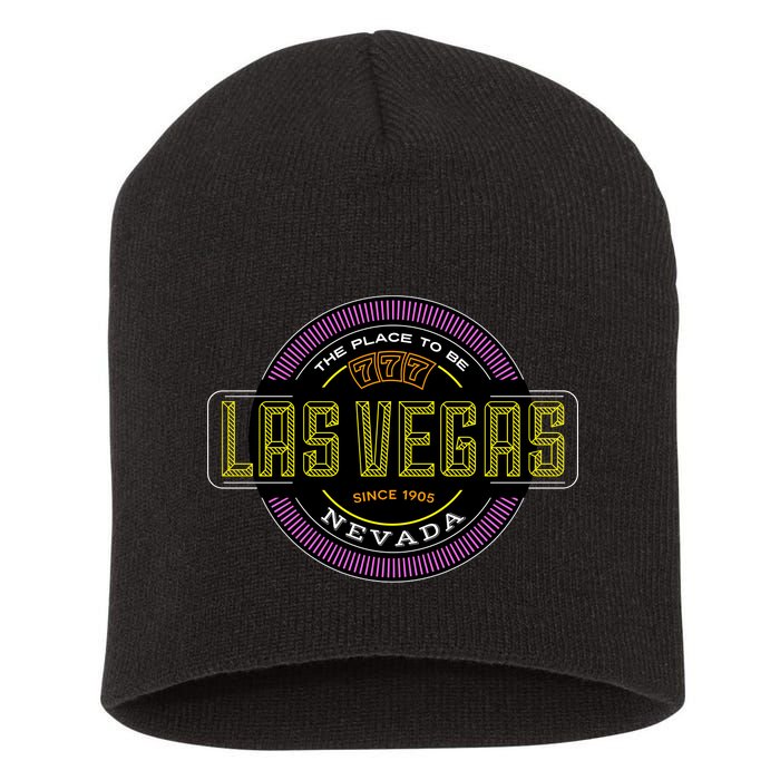 Las Vegas Retro Neon Logo Short Acrylic Beanie