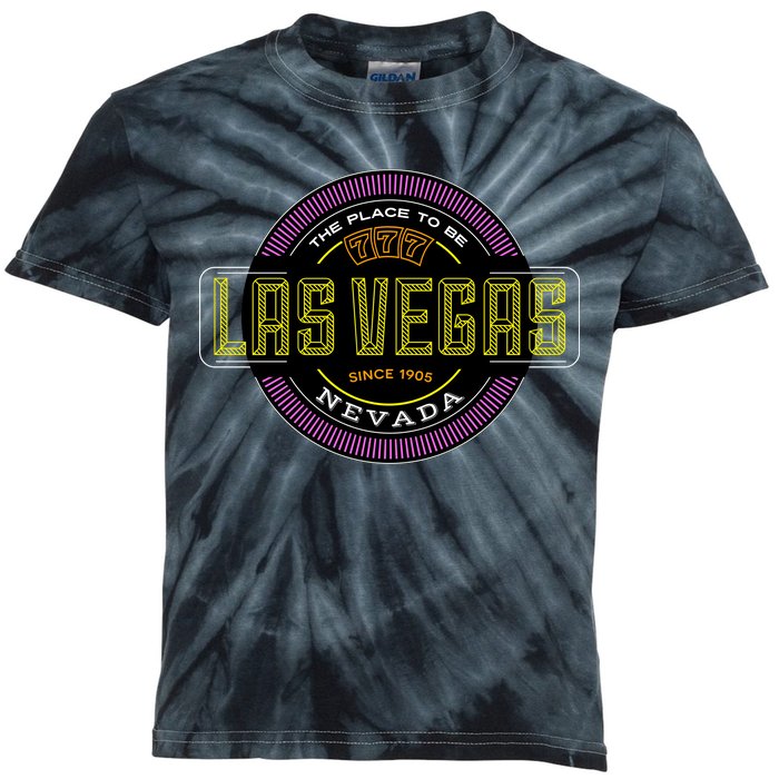 Las Vegas Retro Neon Logo Kids Tie-Dye T-Shirt