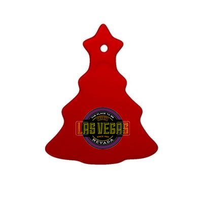 Las Vegas Retro Neon Logo Ceramic Tree Ornament