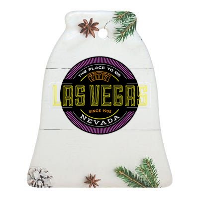 Las Vegas Retro Neon Logo Ceramic Bell Ornament