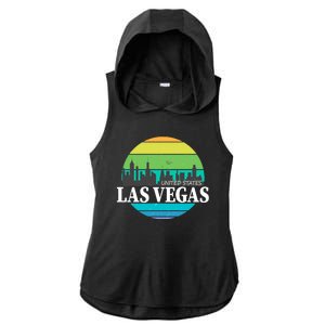 Las Vegas Retro Skyline Ladies PosiCharge Tri-Blend Wicking Draft Hoodie Tank