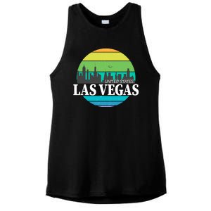 Las Vegas Retro Skyline Ladies PosiCharge Tri-Blend Wicking Tank