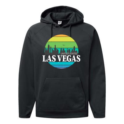 Las Vegas Retro Skyline Performance Fleece Hoodie