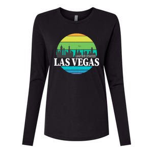 Las Vegas Retro Skyline Womens Cotton Relaxed Long Sleeve T-Shirt