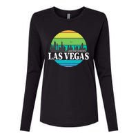 Las Vegas Retro Skyline Womens Cotton Relaxed Long Sleeve T-Shirt