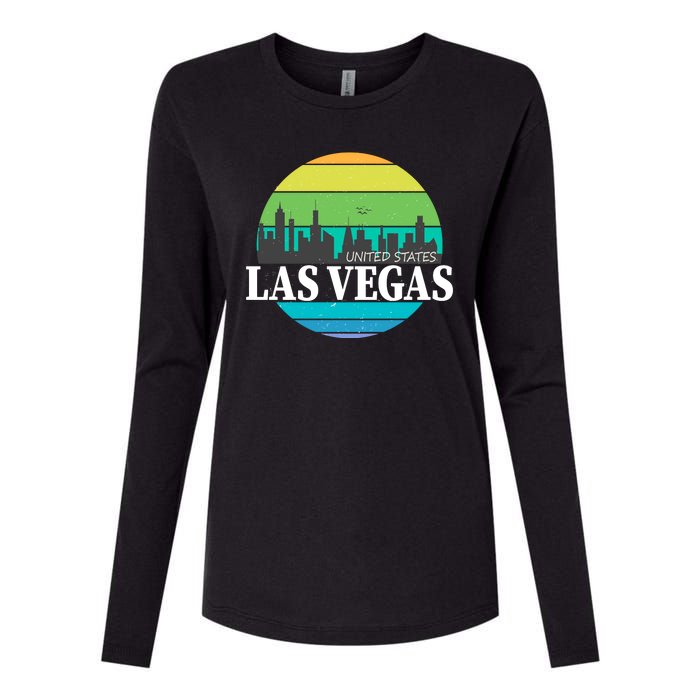 Las Vegas Retro Skyline Womens Cotton Relaxed Long Sleeve T-Shirt