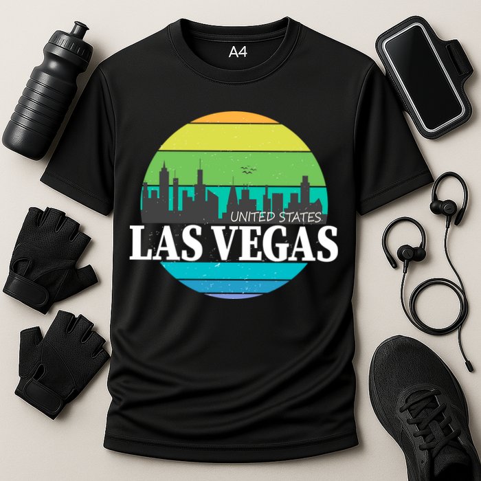 Las Vegas Retro Skyline Cooling Performance Crew T-Shirt