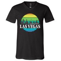 Las Vegas Retro Skyline V-Neck T-Shirt