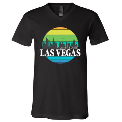 Las Vegas Retro Skyline V-Neck T-Shirt