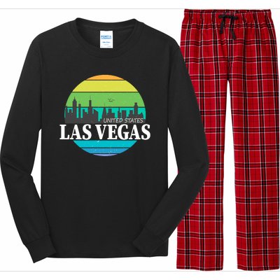 Las Vegas Retro Skyline Long Sleeve Pajama Set