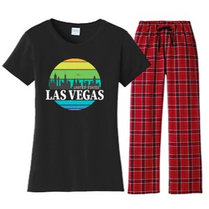 Las Vegas Retro Skyline Women's Flannel Pajama Set