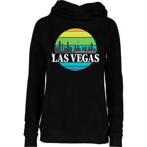 Las Vegas Retro Skyline Womens Funnel Neck Pullover Hood