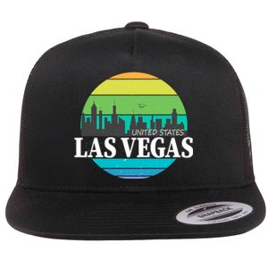 Las Vegas Retro Skyline Flat Bill Trucker Hat