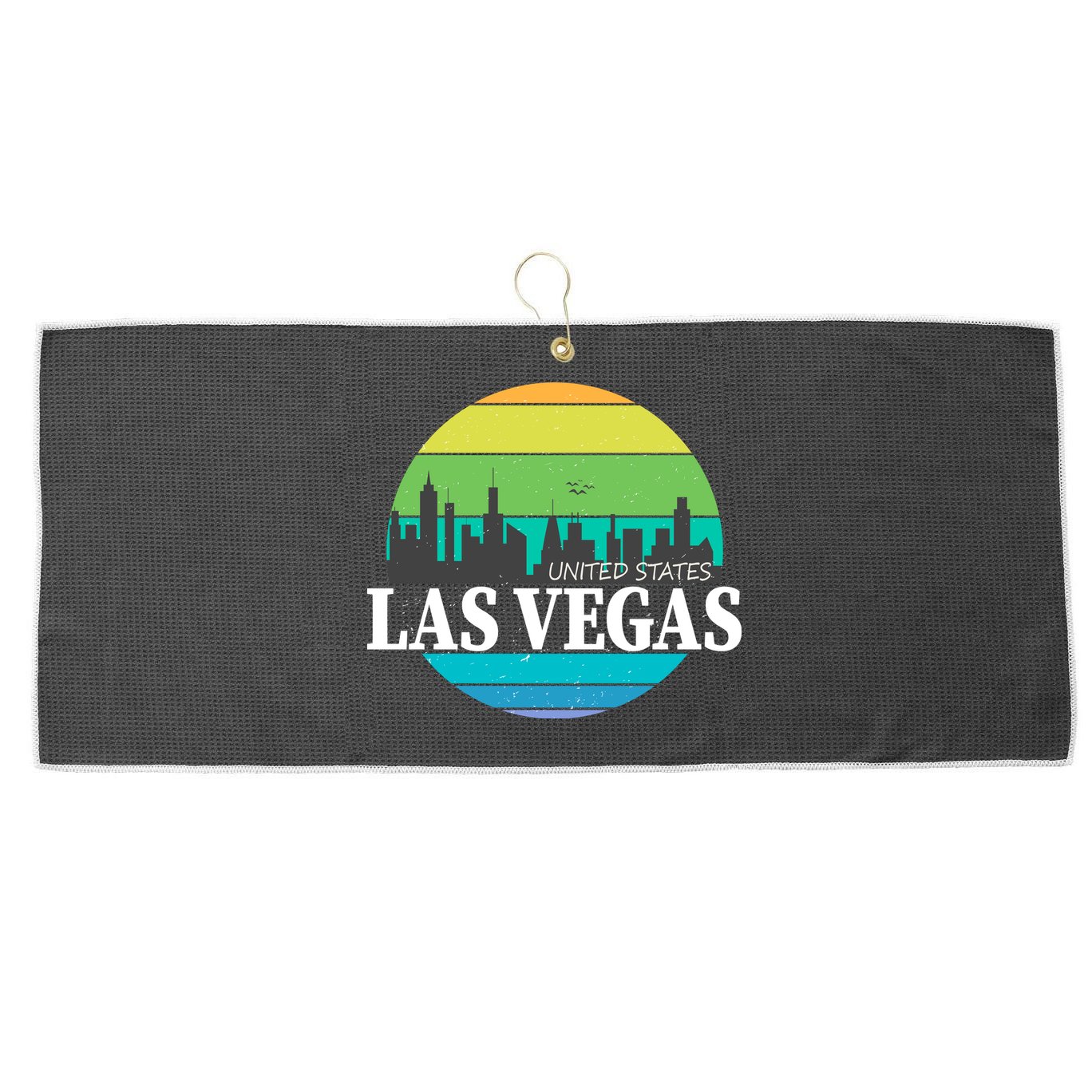 Las Vegas Retro Skyline Large Microfiber Waffle Golf Towel