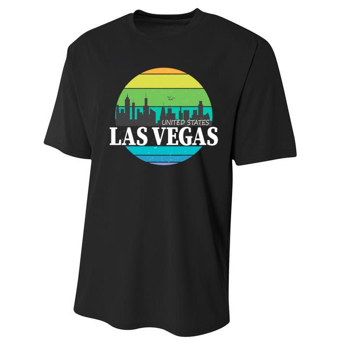 Las Vegas Retro Skyline Performance Sprint T-Shirt