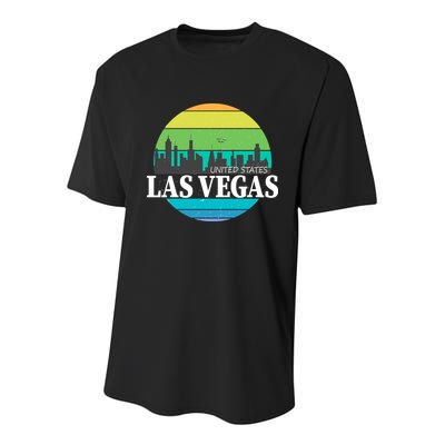 Las Vegas Retro Skyline Youth Performance Sprint T-Shirt