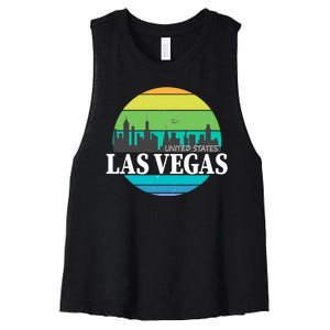 Las Vegas Retro Skyline Women's Racerback Cropped Tank